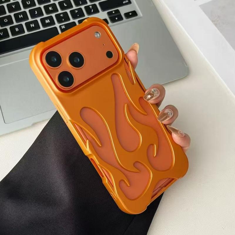 Plating hollow flame pattern silicon phone case for iPhone 17 16 15 14 13 12 11 Pro Max shockproof heat dissipation soft cover