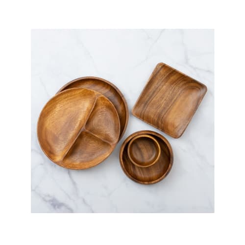 Emery Shokai Wooden Lunch Plate, Round, Approx. 23cm L X 23cm W X 2.5cm H