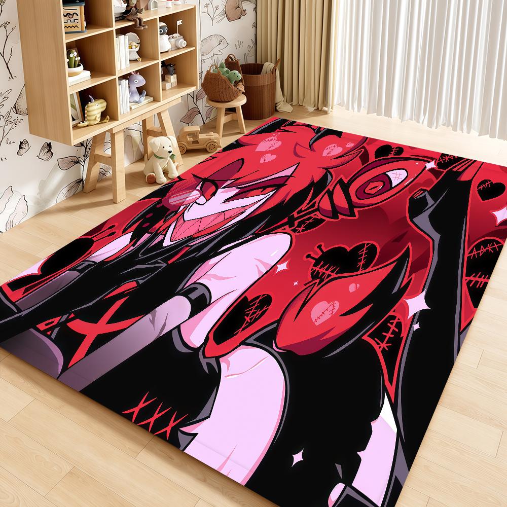 Door Comedy Mat Bedside Entrance Bath Hotel Floor Decoration Corridor Door Mat Black H-Hazbin Carpet Cartoon Living Room Balcony