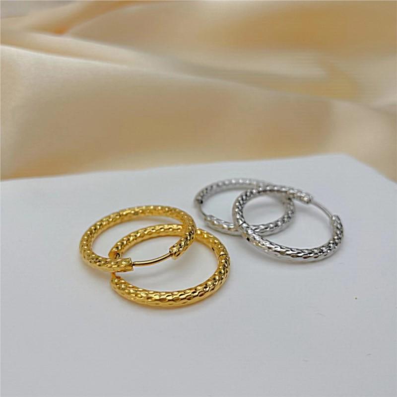 Stainless Steel Shiny Hoop Earrings For Women Entry Luxury Vintage Earrings Jewelry Accessory