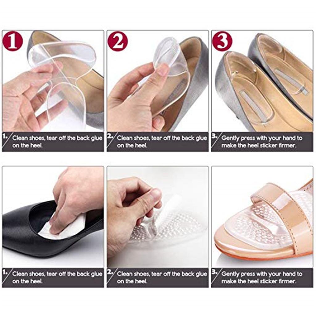 Heel Cushion Inserts And Metatarsal Pads For Women Silicone Shoe Pads Insoles For High Heels Casual Shoes , Blister Prevention