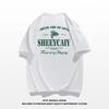 Summer Fashion Heavyweight Retro Men's English Letters 100% Cotton Printed Round Neck High-quality Casual Fitness Street T-shirt