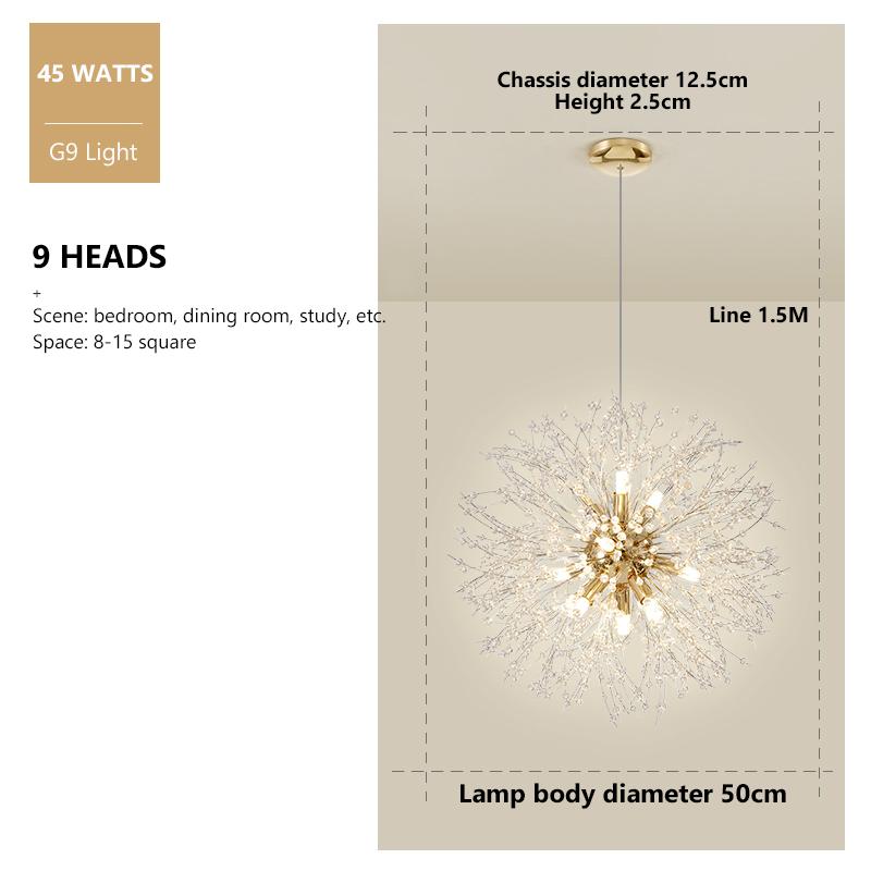 Modern Crystal Dandelion Chandelier Lighting Pendant Lamp For Living Dining Room Children's Room Home Decor Pendant Lights