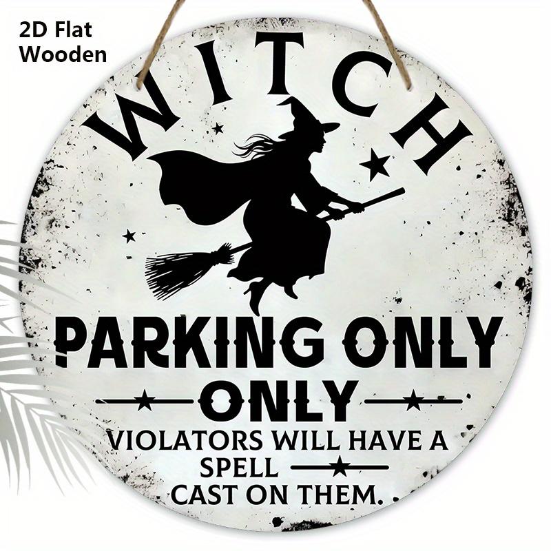 

Деревянная табличка на Хэллоуин с дизайном в виде ведьмы - Уникальные настенные фронтоны - Идеально подходит для входной двери, двора, крыльца, декора комнаты 20cm/7.87in чёрный