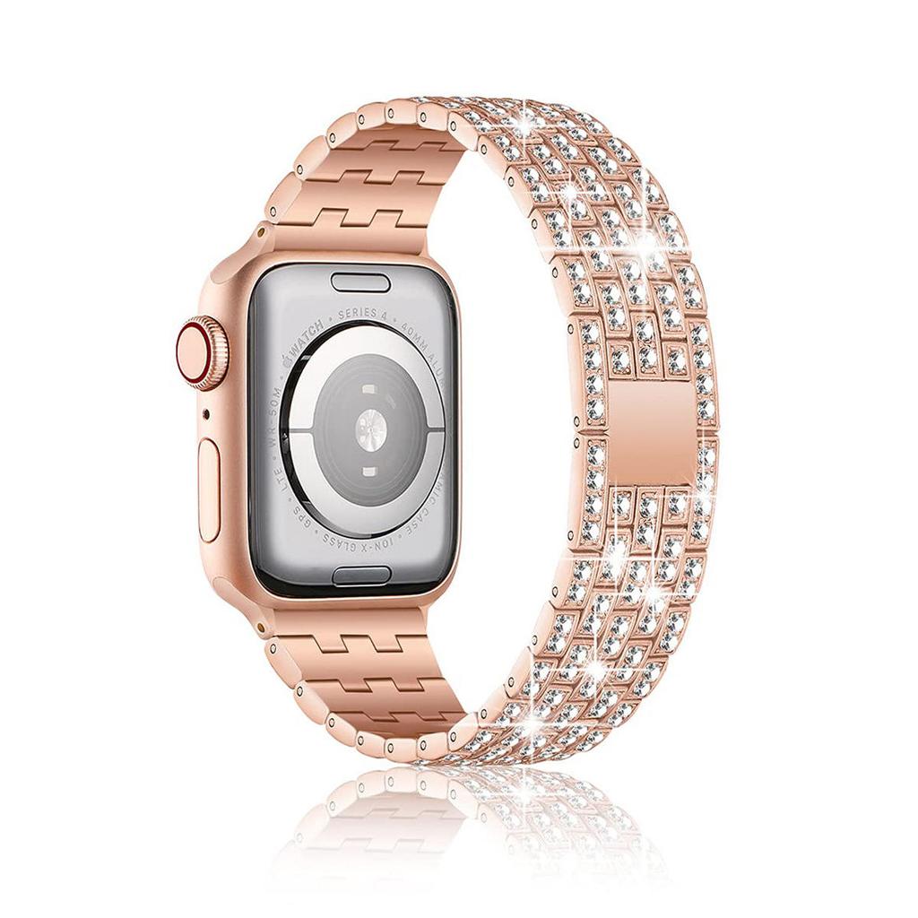 Diamantarmband för Apple Watch ultra 49mm 46mm 42mm 45mm 41mm klockarmband skyddsfodral för iWatch 10 9 8 7 6 se Metallarmband