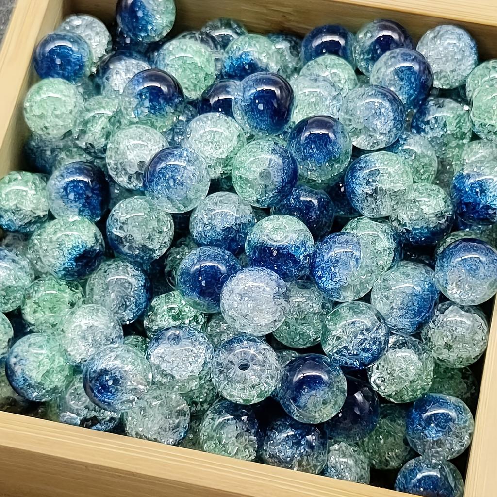 50 Pieces of Mixed Crack Glass Beads - Shiny 10Mm Round Crystal Beads, Suitable for Diy Jewelry Making, Bracelets, Necklaces, Earrings