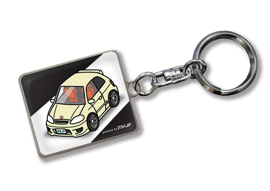 Custom Keychain Honda Civic Type R EK9 Black Car Cream [MKJP] Base Color