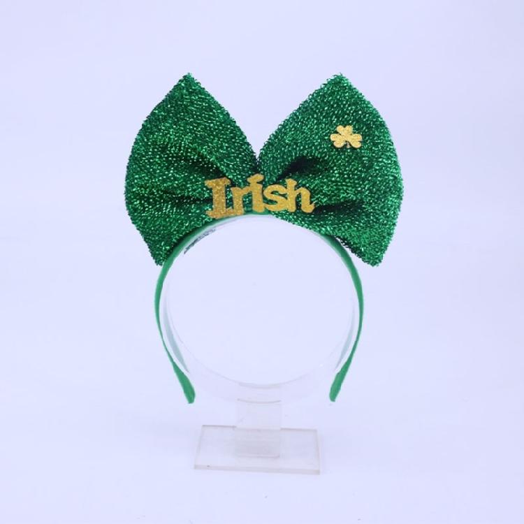 Festival Bowknot Headband with Shamrock Embellishments Hair Decoration for Patrick's Day and Other Festival Event