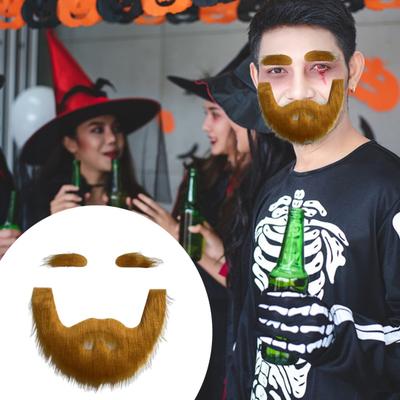 Ensemble de fausses moustaches et sourcils, accessoire de costume de fausse barbe auto-adhésif, accessoire de cosplay pour scène de théâtre de mascarade