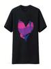 Wounisex Verfspat Biseksueel Lgbt Hart T-shirt Pride Vlag Zwart X Large Vintage Gewassen Veelzijdig Streetwear Ademend Grafisch