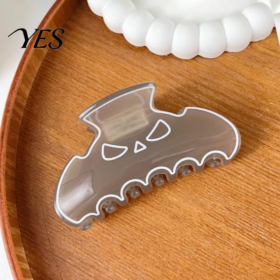 Halloween Themed Hair Clip High Elasticity Spring Claw, Translucent Jelly Texture Shark Clip, Claw for Women Pumpkin-Bat Design Back Head Daily