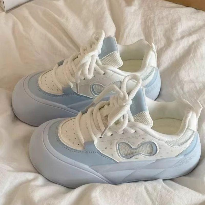 Mesh Platform White Shoes Women's Summer Breathable Board Shoes Student Big Head Sports Shoes Niche Bread Shoes