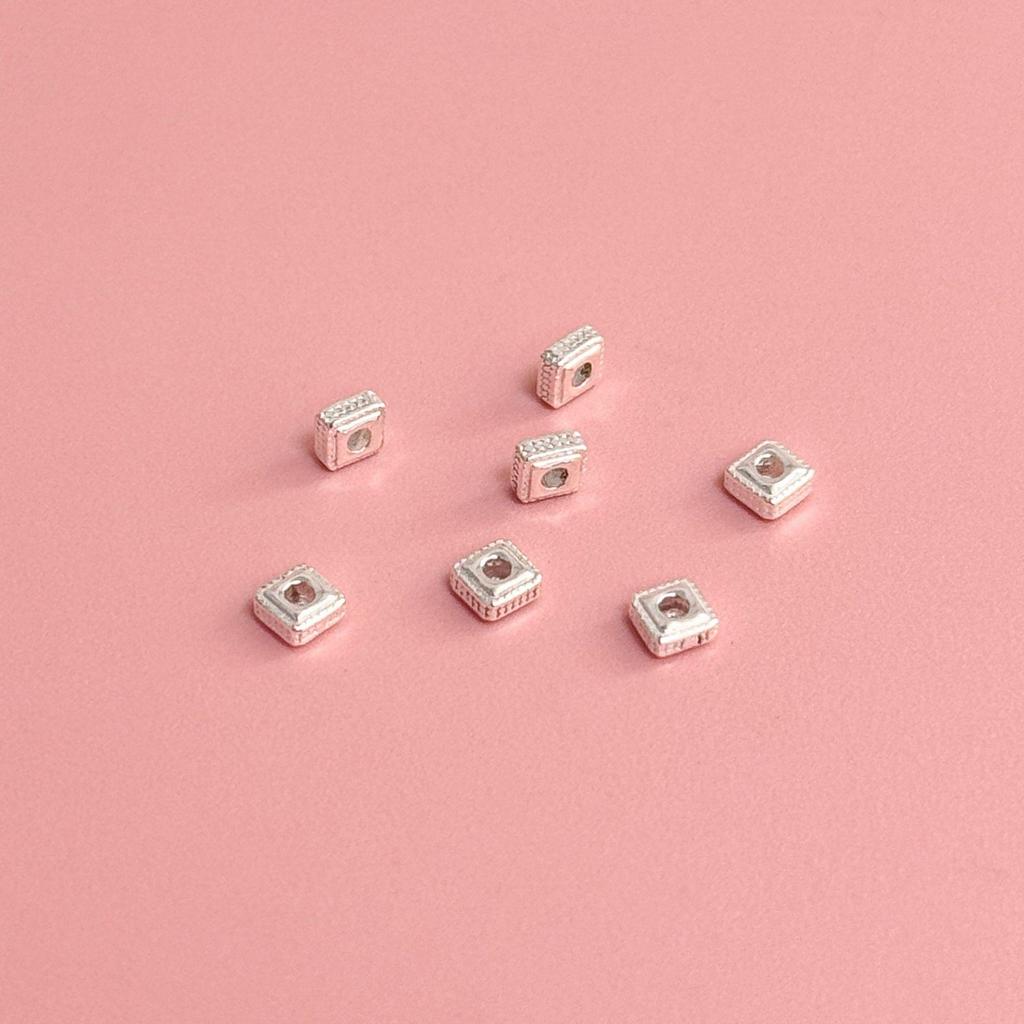 S999 Sterling Silver Square Spacer Beads for DIY Jewelry