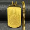 Thai Buddhist Scriptures Lotus Tag Pendant Necklace for Women Men Stainless Steel Gold Color Buddhism Chain Jewelry NZZZ780S06