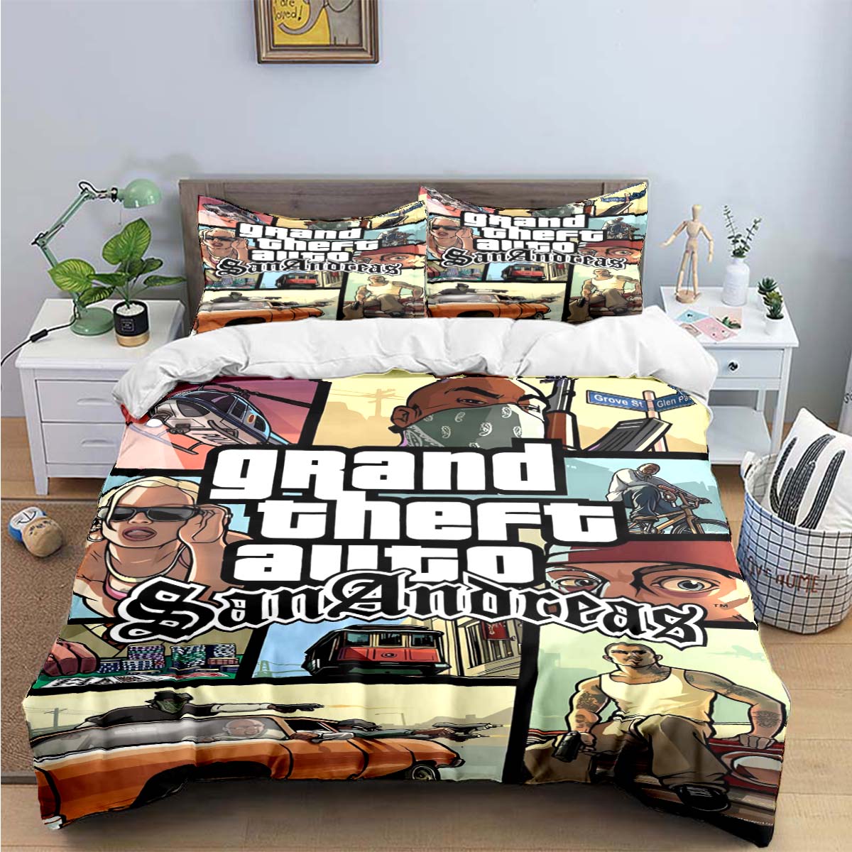 

Fashion Classic Exciting Game G-GTA Print Bedding Sets Bed Supplies Set Duvet Cover Bed Comforter Set Bedding Set Luxury Gift EU Twin 135x200cm