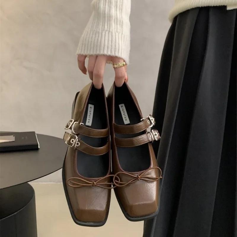 Fashion New Butterfly-knot Heels Women 2024 Fashion Buckle Strap Women's High Heels Hot Sale Square Toe Office and Career Ladies Shoes