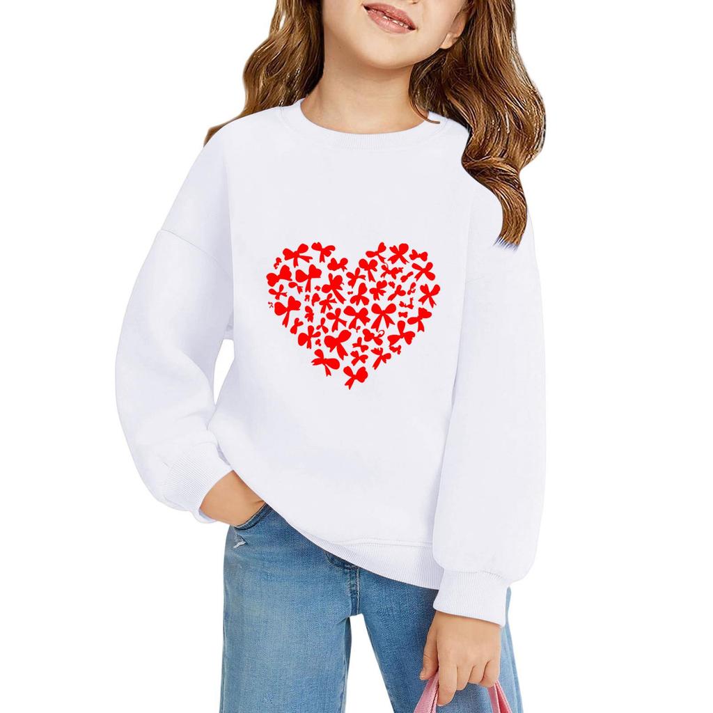 Mädchen Rundhals-Pullover für Kinder Bedruckte Baby-Oberteile Valentinstag