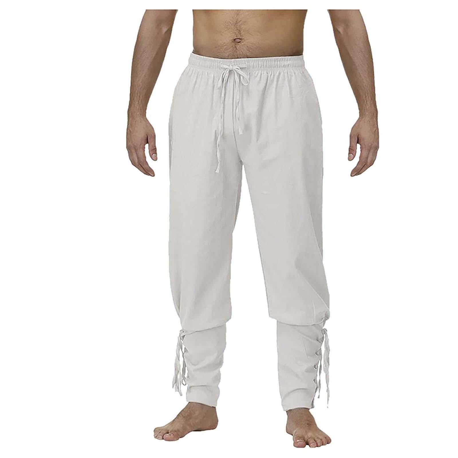 

(SU)Мужские льняные брюки с завязками на талии, готические брюки, средневековые пиратские брюки