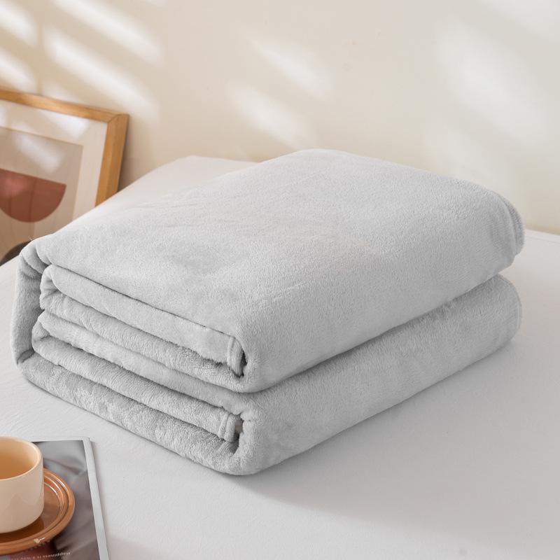 Solid Color Flannel Blanket - Summer Sofa Nap Cover, Coral Fleece Bed Sheet, Gift Blanket