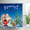 3D Red Santa Christmas Bathroom Shower Curtain New Year Party Xmas Wall Hanging Waterproof Polyester Bathtub Bath Curtains Decor