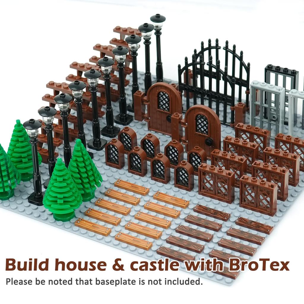 130 Windows, Doors, Streetlights, and Staircases, Building Block House Accessories, Compatible with Classic Building Blocks, for Kids Ages 6 and Up