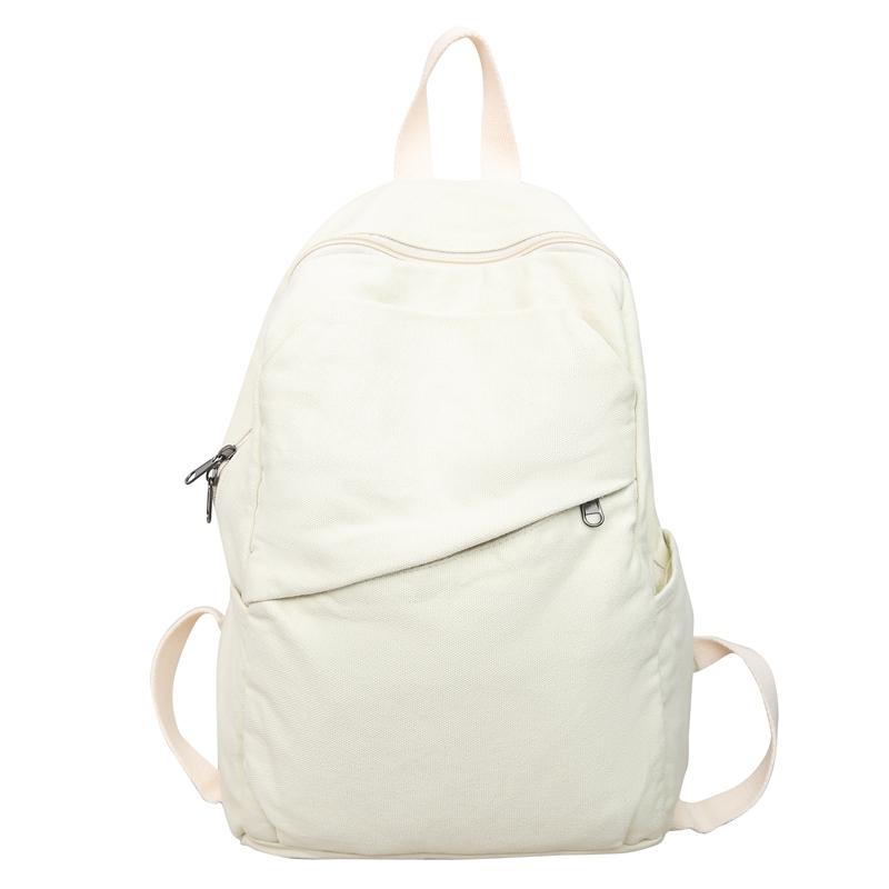 

Холщовый рюкзак женский большой емкости однотонный студенческий школьный мужской дорожный рюкзак белый