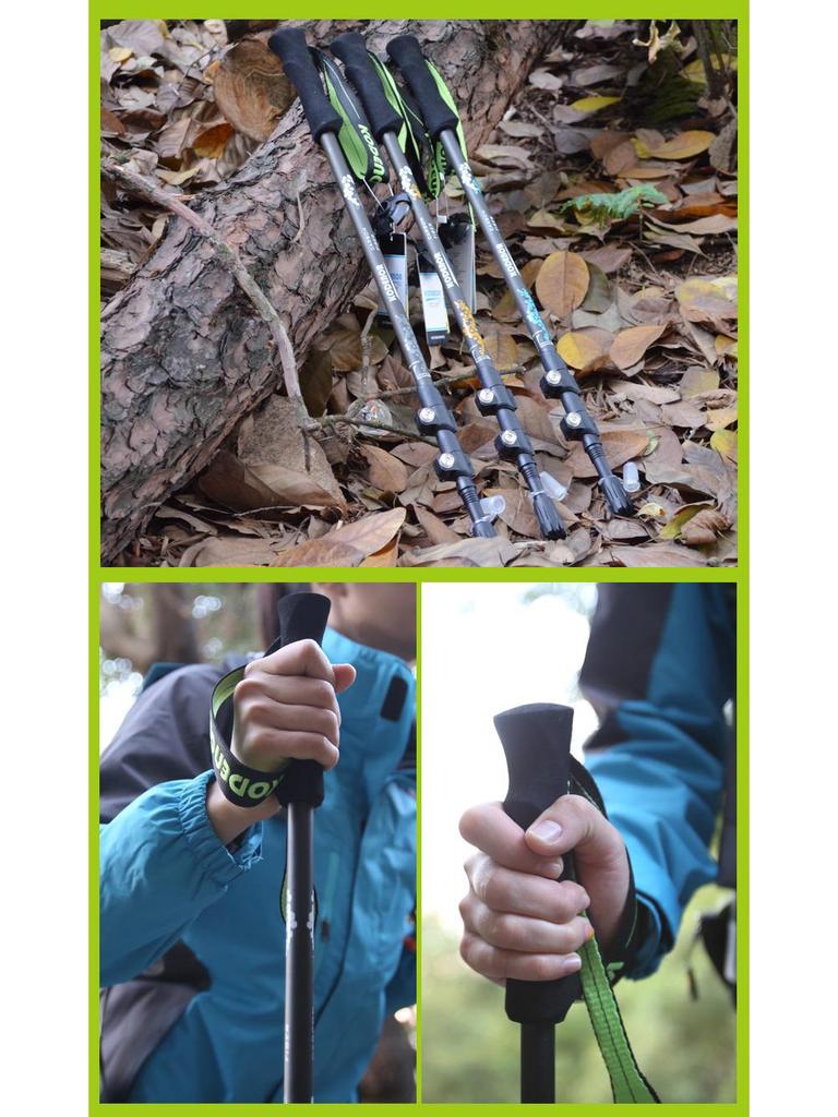 Ultralight Carbon Fiber Three-Section Trekking Poles with External Lock for Hiking and Walking
