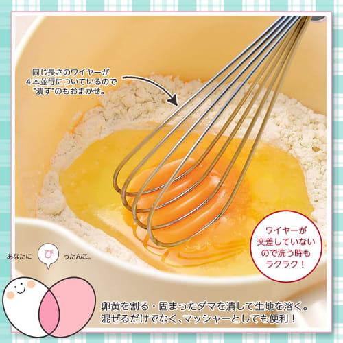 Shimomura Kogyo Pitaco Mini Whisk, Made In Japan, Dishwasher Safe, PC-205, Made In Tsubame-Sanjo, Niigata, Pink, Product Size: 6 X 20 Cm