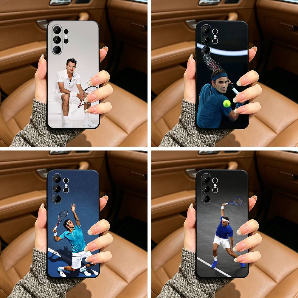 Roger Federer Tennis Legend Black Soft Silicone Phone Case for Samsung Ultra S25, S24, S21, S22, S23, S30, Plus, FE, Lite