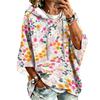 Women's Vintage Floral Print Hooded Pullover Top with Three-Quarter Sleeves for Casual Everyday Wear