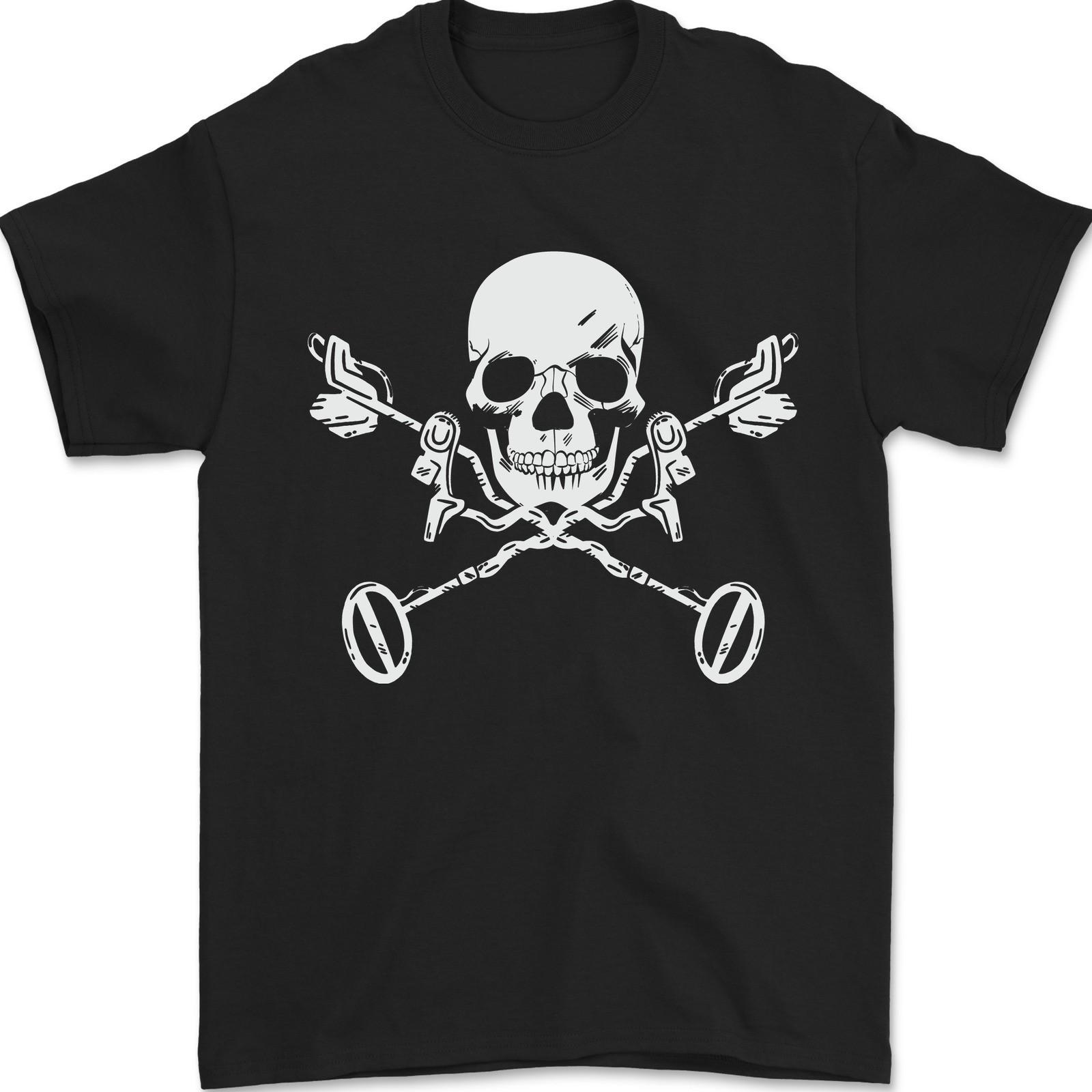 Metal Detector Skull Detecting Mens T-Shirt 100% Cotton S