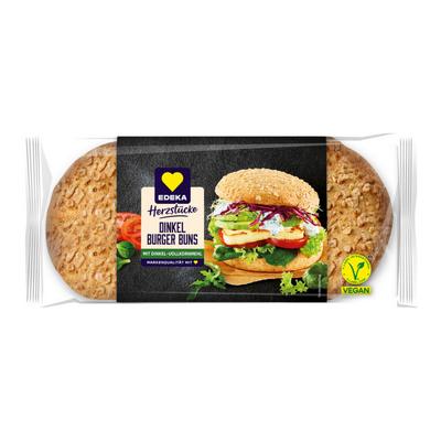 German Bread Edeka Spelt Meal Burger Buns (4 Pack, 360G)