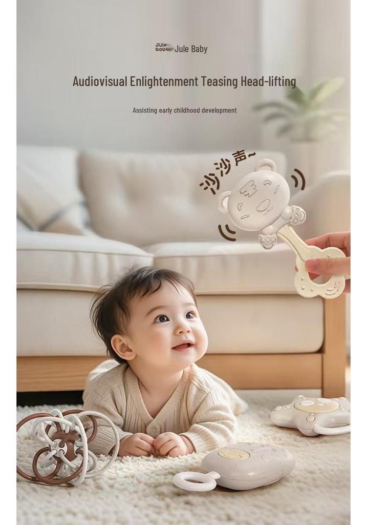 Newborn Gift Set: Hand Rattle, Teether, Pacifying Toy & Collapsible Baby Toy (0-1 Year)