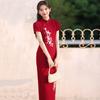 Red is sent to test the national style, new Chinese style, daily Suzhou long cheongsam, improved young 1011 new women's high sense