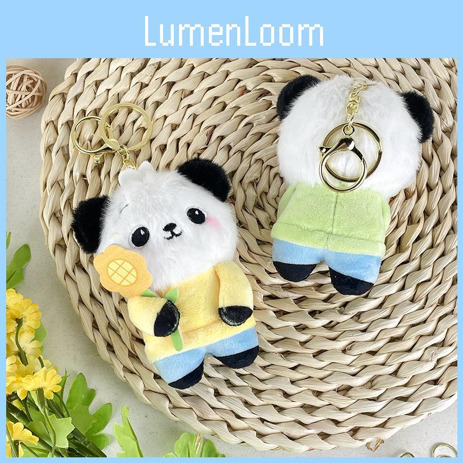 Plush Panda Sunflower Toys Bag Hanging Accessories Keychain Pendant Souvenir