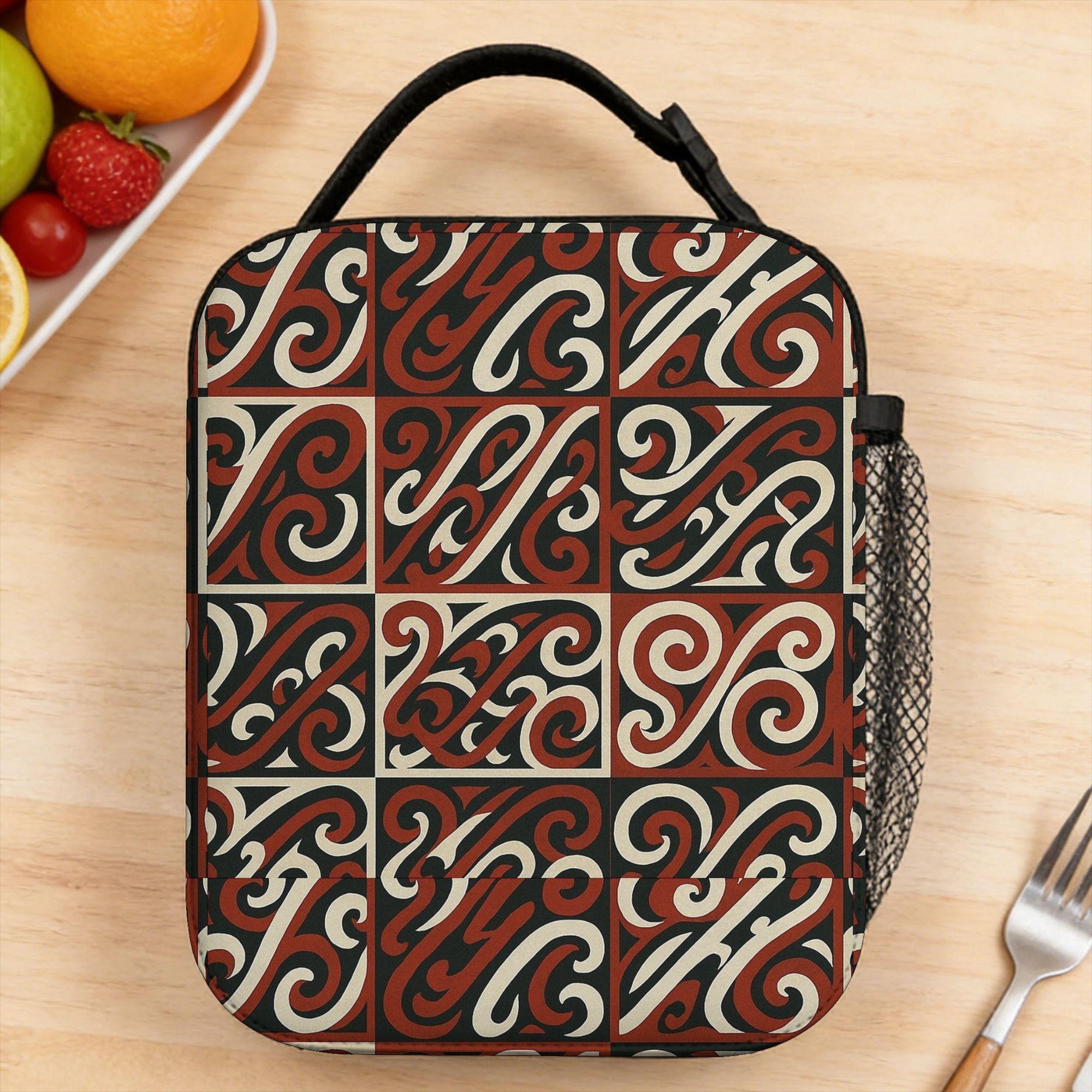 Maori Kowhaiwhai Lunch Bag Office Lunch Box For Child Leisure Custom Tote Food Bags Waterproof Portable Zipper Cooler Bag One Size
