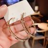 Luxury Female Big Hoop Earrings Fashion Gold Color Shiny Crystal Wedding Round Earrings Women’s Gift