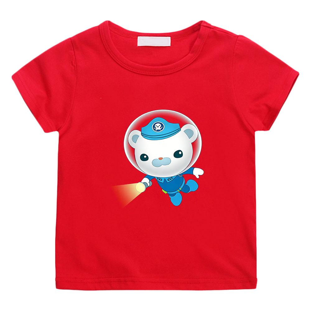 The Octonauts 100% Cotton Children s T-shirt Cartoon Print Tees Round Neck Cute Boys Girls Short Sleeve Fashion Kids Tops Summer 100 красный