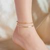 Gold Double Layer Snake Chain Bead Anklet – Minimalist Waterproof Jewelry, Everyday Elegance Gift for Women