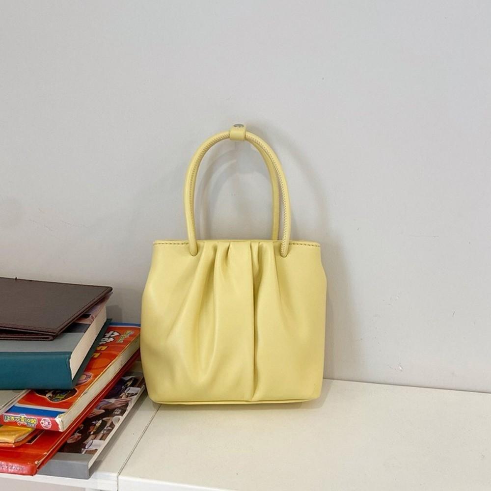 Casual Style Pleated Design Pu Handbags Square Shape Solid Color Crossbody Bag Soft Material Mini Shoulder Bag Daily Commute