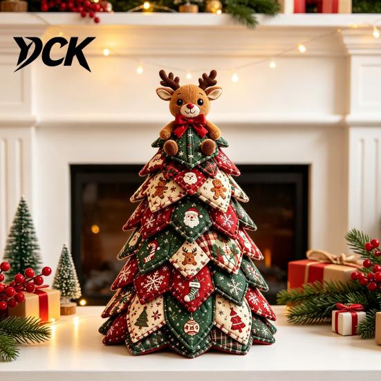 Kit Artigianale Albero di Natale da Tavolo Kit Trapuntato Fai da Te, Set Patchwork di Tessuto 3D per Progetti di Cucito Principianti Principianti, Decorazione Festiva Fatta a Mano con