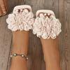 Large size slippers women's 2025 summer new women's fashion flower one-word casual flat-bottomed beach cool slippers