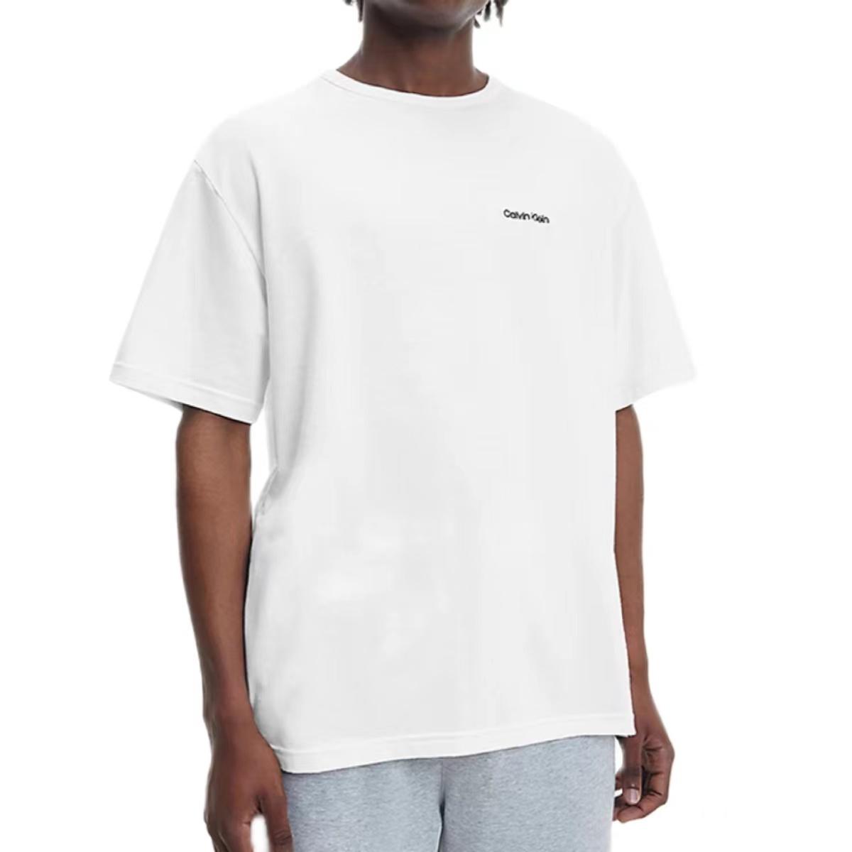 

Calvin Klein Solid Color Letter Logo Print T-Shirt Unisex Tops White NM2298E-100 L