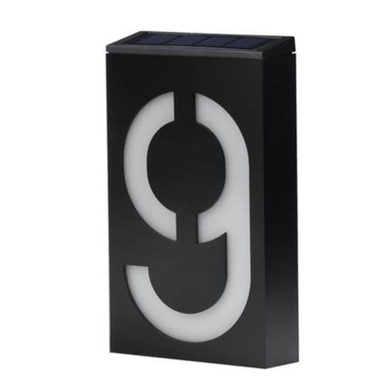 Solar Powered 0-9 LED Light House Address Number Street Road Doorplate Wall Lamp