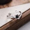PONYKISS  Sterling Silver Square Zircon Opening Ring for Women Minimalist Irregular Fine  Trendy Geometric Accessories