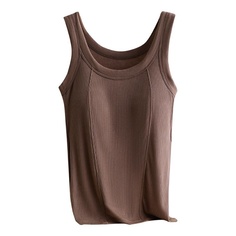 Women's Halter Top with Chest Pads One-piece No-wear Brasleeveless Top with Summer Thin Inside