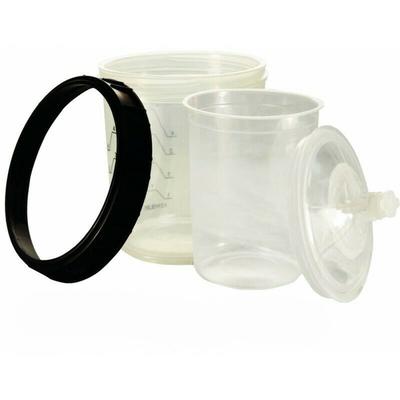 New 22oz Disposable Paint Cup 1 Hard Cup & Collar For Spray Gun Type H/O Quick Cup