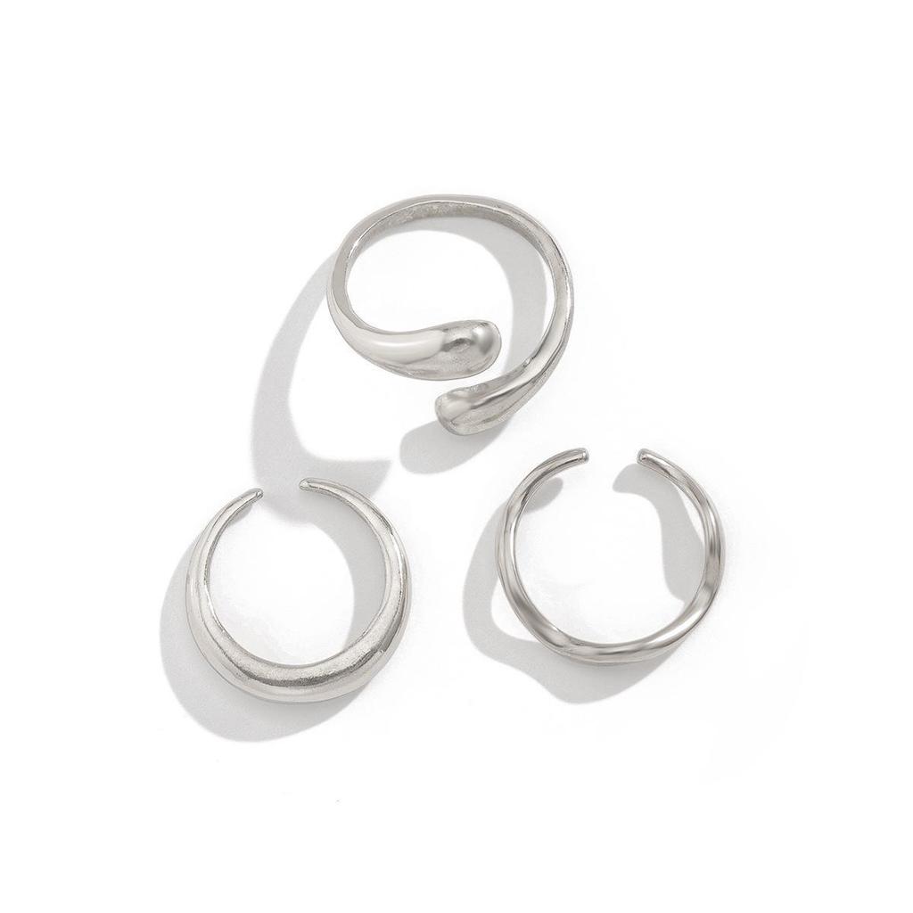Set de inele metalice geometrice europene și americane moderne cu arce neregulate
