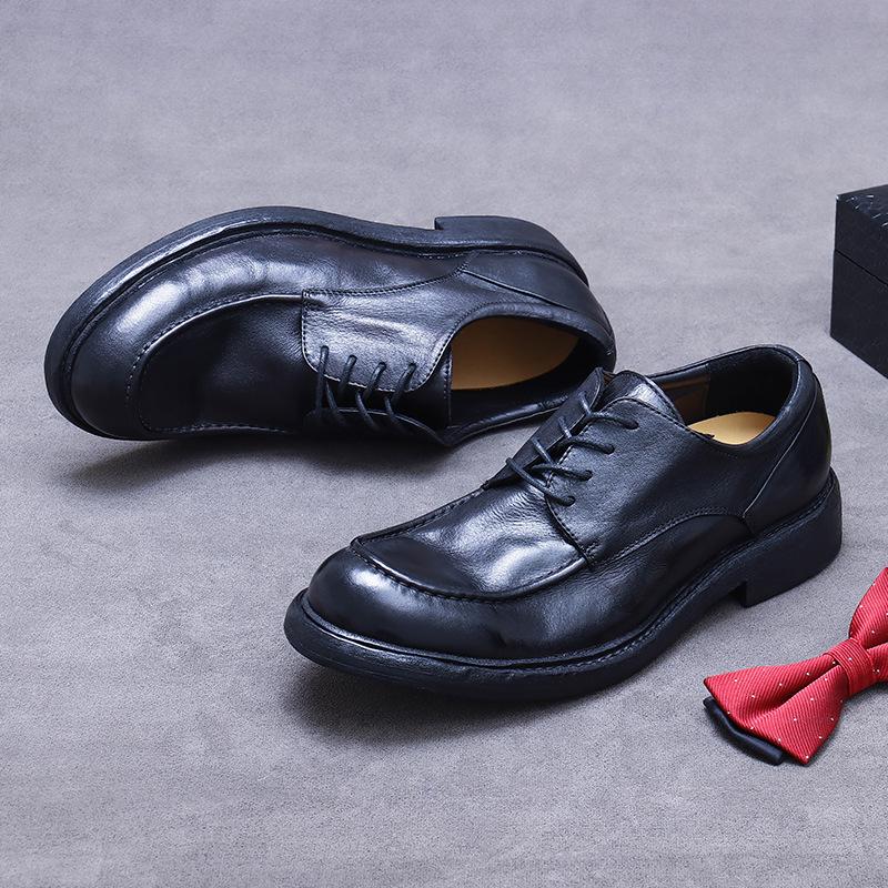 Light Luxury Cowhide Sole Goodyear Handmade Shoes Men's Shoes Genuine Leather Trend Business Shoes Men's British Men's Leather Shoes