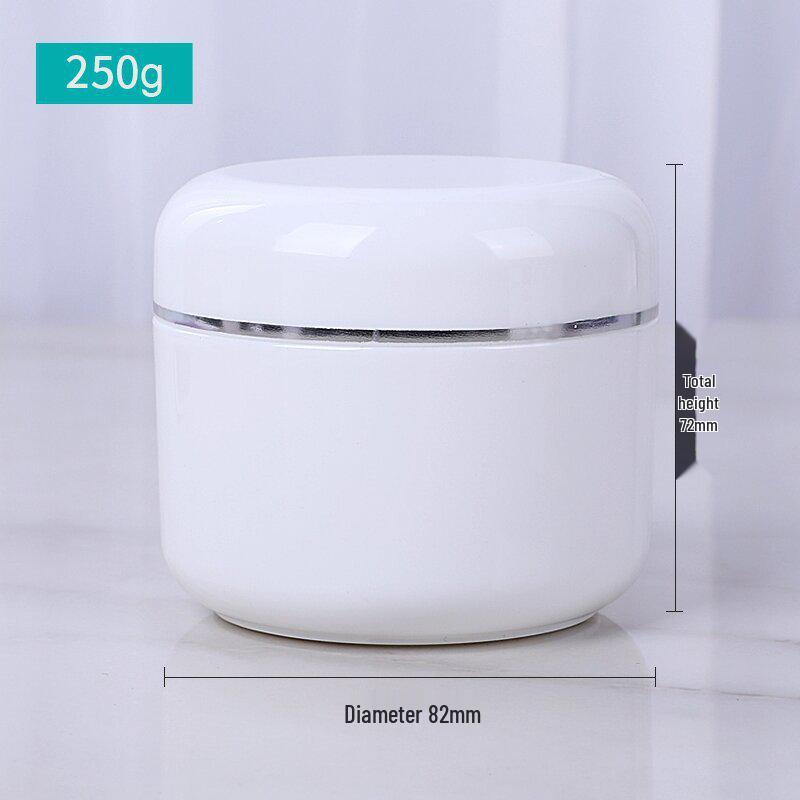 Auf Lager 20g Weiße Cremeschachtel mit Silberrand und Dichtung, 250g Kosmetik-Reiseglas